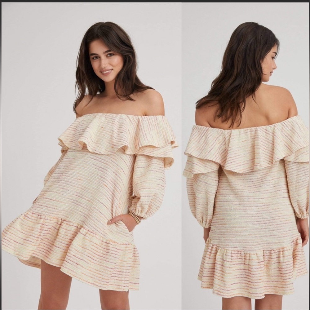 Something Navy tiered long sleeve ruffled mini